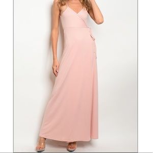 Pink Sleeveless Wrap Maxi Dress SMALL